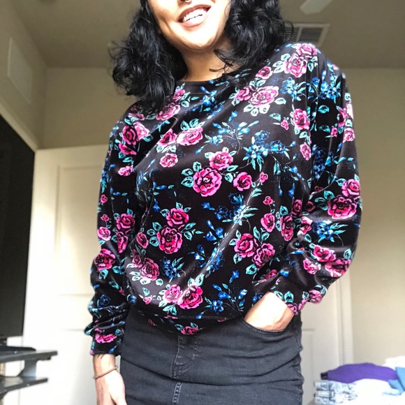 Velvet floral Sweater - Picture 5 of 7